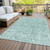 8' X 10' Teal Blue Aqua And Gray Floral Washable Indoor Outdoor Area Rug