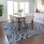 9' X 12' Navy Blue Ivory And Gray Floral Medallion Washable Indoor Outdoor Area Rug