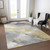 10' X 14' Gold And Gray Striped Washable Indoor Outdoor Area Rug