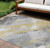 10' X 14' Gold And Gray Striped Washable Indoor Outdoor Area Rug