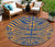 8' Navy Blue And Pink Round Animal Print Washable Indoor Outdoor Area Rug