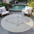 8' Beige Brown And Ivory Round Oriental Washable Indoor Outdoor Area Rug
