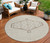 8' Beige Brown And Ivory Round Oriental Washable Indoor Outdoor Area Rug