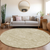 8' Beige And Brown Round Damask Washable Indoor Outdoor Area Rug