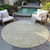 8' Beige And Brown Round Damask Washable Indoor Outdoor Area Rug