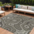 9' X 12' Gray And Ivory Geometric Washable Indoor Outdoor Area Rug - Gray, Ivory
