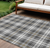 9' X 12' Charcoal Ivory And Gold Plaid Washable Indoor Outdoor Area Rug