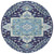 8' Navy Blue Ivory And Black Round Oriental Washable Indoor Outdoor Area Rug