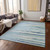 8' X 10' Sky Blue Aqua And Gray Striped Washable Indoor Outdoor Area Rug