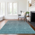 10' X 14' Teal Blue Gray And Charcoal Ombre Washable Indoor Outdoor Area Rug