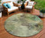 8' Beige Green And Artichoke Green Round Abstract Washable Indoor Outdoor Area Rug