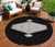 8' Black Gray And Ivory Round Oriental Washable Indoor Outdoor Area Rug