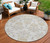 8' Ivory Beige And Taupe Round Oriental Washable Indoor Outdoor Area Rug - Ivory, Beige, Taupe