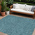 8' X 10' Teal Blue Gray And Ivory Polka Dot Washable Indoor Outdoor Area Rug - Teal Blue, Gray, Ivory