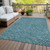 8' X 10' Teal Blue Gray And Ivory Polka Dot Washable Indoor Outdoor Area Rug - Teal Blue, Gray, Ivory