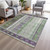 10' X 14' Purple And Green Striped Washable Indoor Outdoor Area Rug