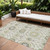 9' X 12' Ivory Beige And Taupe Floral Washable Indoor Outdoor Area Rug