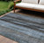 8' X 10' Blue Gray And Charcoal Botanical Leaves Washable Indoor Outdoor Area Rug