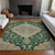 9' X 12' Emerald Beige And Brown Oriental Washable Indoor Outdoor Area Rug