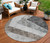 8' Gray Silver And Charcoal Round Geometric Washable Indoor Outdoor Area Rug