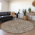 8' Brown And Beige Round Floral Washable Indoor Outdoor Area Rug
