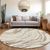 8' Ivory Beige And Brown Round Abstract Washable Indoor Outdoor Area Rug