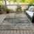 9' X 12' Olive Green Gold And Gray Abstract Washable Indoor Outdoor Area Rug