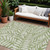 9' X 12' Green And Ivory Floral Washable Indoor Outdoor Area Rug - Green, Ivory