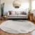 8' Round Gray and Light Gray Round Abstract Washable Non Skid Indoor Outdoor Area Rug