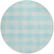 8' Aqua And Ivory Round Plaid Washable Indoor Outdoor Area Rug