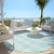 8' Aqua And Ivory Round Plaid Washable Indoor Outdoor Area Rug