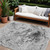 8' X 10' Gray Charcoal And Silver Abstract Washable Indoor Outdoor Area Rug