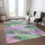 8' X 10' Sage And Mint Green Floral Washable Indoor Outdoor Area Rug