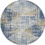 8' Navy Blue And Beige Round Geometric Washable Indoor Outdoor Area Rug - Navy Blue, Beige