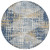 8' Navy Blue And Beige Round Geometric Washable Indoor Outdoor Area Rug - 880016448559