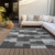10' X 14' Gray Silver And Charcoal Geometric Washable Indoor Outdoor Area Rug