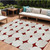 9' X 12' Burgundy Beige And Ivory Abstract Washable Indoor Outdoor Area Rug