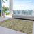 10' X 14' Brown Beige And Artichoke Green Floral Washable Indoor Outdoor Area Rug