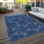 10' X 14' Navy Blue And Ivory Geometric Washable Indoor Outdoor Area Rug