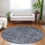 8' Blue And Gray Round Medallion Washable Indoor Outdoor Area Rug - Blue, Gray