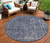 8' Blue And Gray Round Medallion Washable Indoor Outdoor Area Rug - Blue, Gray