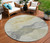 8' Beige And Gold Round Abstract Washable Indoor Outdoor Area Rug