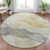 8' Beige And Gold Round Abstract Washable Indoor Outdoor Area Rug