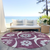 8' Eggplant Ivory And Gray Round Medallion Washable Indoor Outdoor Area Rug