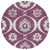 8' Eggplant Ivory And Gray Round Medallion Washable Indoor Outdoor Area Rug