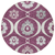 8' Eggplant Ivory And Gray Round Medallion Washable Indoor Outdoor Area Rug