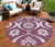 8' Eggplant Ivory And Gray Round Medallion Washable Indoor Outdoor Area Rug