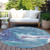 8' Teal Blue Purple And Pink Round Abstract Washable Indoor Outdoor Area Rug