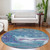 8' Teal Blue Purple And Pink Round Abstract Washable Indoor Outdoor Area Rug