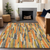 9' X 12' Orange And Beige Striped Washable Indoor Outdoor Area Rug